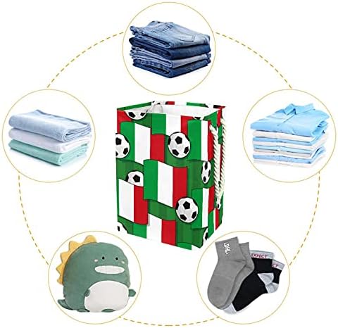 Italijanska zastava sa fudbalskim velikim Košarama za veš torba za prljavu tkaninu korpe za odlaganje sa ručkama sklopive kante za