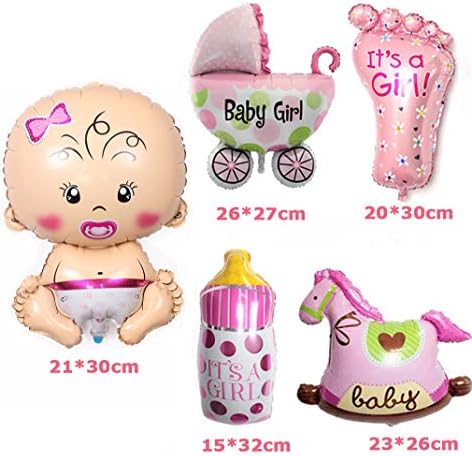 5kom Baloni za zabavu, Baloni za tuširanje beba helijumski baloni,ružičasti Baloni za djevojčice dekoracija za rođendansku zabavu,otkrivanje spola, male veličine 22 X 45 ili 40X 45 cm …
