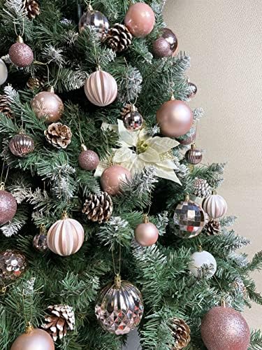 AOGU 86 kom Božić kugle Rose Gold božićno drvo Ball ukrasi Set Shatterproof dekoracije za drveće Home Party Holiday vijenci vijenci dekor Hanging Ball ukrasi kuke uključen