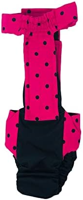 Barkertime Pink polka tačka na crnoj vodootpornoj Premium peleni za pse otpornoj na bijeg sveukupno, XL, bez rupe za rep-proizvedeno u SAD-u