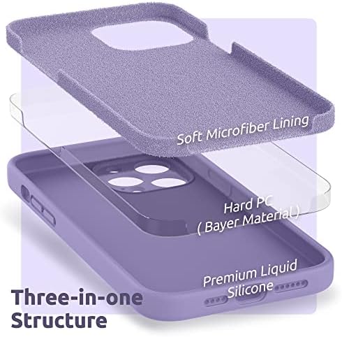 SURPHY svijetlo ljubičasta silikonska futrola + 3 paketa za zaštitu ekrana za iPhone 13 Pro Max 6.7 inch