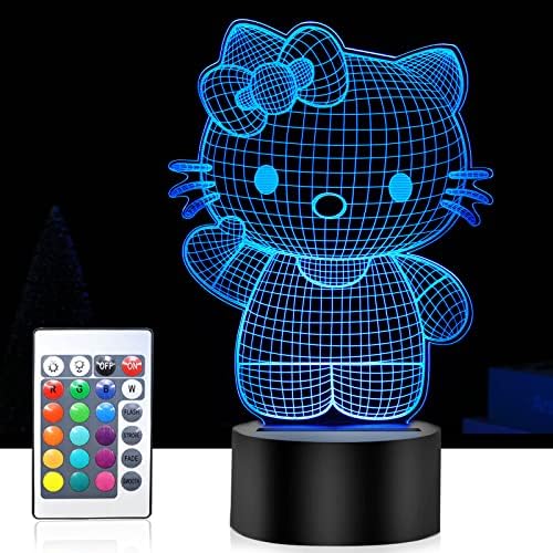 gledanje filmova šolja 16 boja Kitty noćno svjetlo sa daljinskim upravljačem dekoracija sobe Anime Charater Cat Illusion Lamp poklon za djevojčice djecu