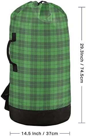 St Patricks Day Tartan karirana torba za pranje veša sa naramenicama ruksak za veš torba za zatvaranje Vezica za vješanje Hamper za apartmane College Students Essentials