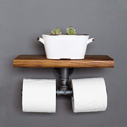 Miaohy Retro Industrial Dvostruki papirni ručnik željeza cijev za kupaonicu Toaletni papir Rola za ručni nosač ručni nosač