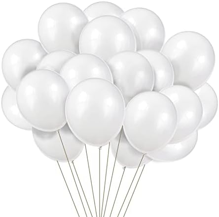 Bijeli baloni 12 inča, 100 pakovanja Baloni za zabavu od lateksa vrhunskog kvaliteta za Brthday dekoracije za tuširanje
