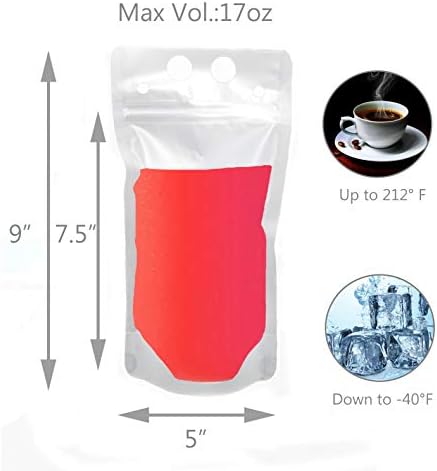 Kesa za piće sa Slamkama 20 pakovanje 17oz plastična posuda za ponovno zatvaranje ručni ručni teški ledeni sok vrećice za piće