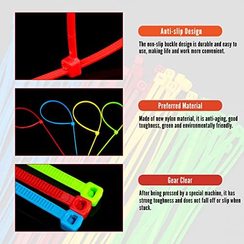 MroMax kabl zatvarač 3,94 inča X 0,1 inčni UV otporni na samo-zaključavanje najlonskih kravata za višenamjene upotrebe unutarnje i vanjske, fluorescentne zelene 500pcs
