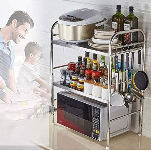 YGCBL polica za odštetu od nehrđajućeg čelika 3 sloj kuhinjska polica mikrovalna pećnica nosač kuhinjskih polica za skladištenje nosača za pribor za jelo, 60 × 36 × 80cm, 60 × 36 × 80cm