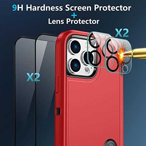 Joytra za iPhone 14 Pro Max Case 6.7 2022 novo[5 u 1],zaštitna torbica otporna na udarce sa postoljem[sa zaštitom ekrana od kaljenog stakla od 2 paketa+zaštitom sočiva kamere od 2 paketa]
