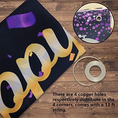 4 x 6ft Happy 50th Birthday Party Decorations Banner Gold and Black Sign-Cheers to 50 Years Anniversary Purple Photo Booth Backdrop