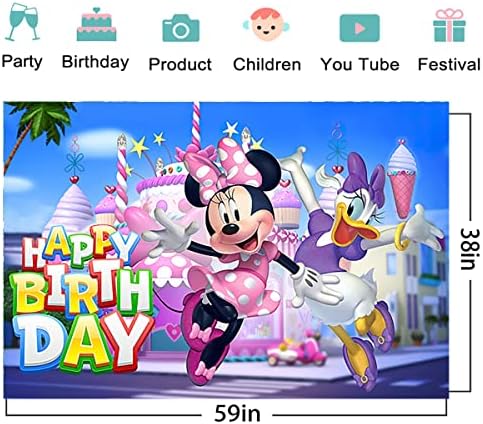 Pink Minnie Bowtique pozadina za rođendanske potrepštine Minnie Mouse i Daisy Duck Banner za dekoracije za zabave Baby Shower fotografija