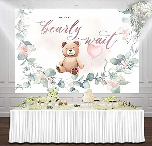 HUAYI možemo Bearly čekati tema medvjeda Baby tuš pozadina akvarel cvjetna pastelna pozadina Medvjedić djevojka Babyshower fotografija Baner slatki medvjed Tabela Scena seter dekoracija Poster 7'x5'