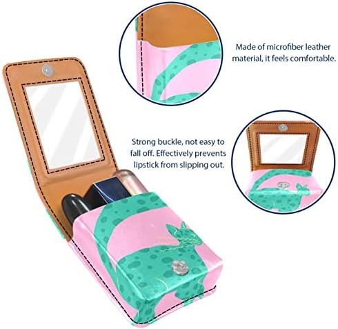 ORYUEKAN Mini torba za šminkanje sa ogledalom, torbica za kvačilo od umjetne kože futrola za ruževe, crtani film Lovely Animal Cat