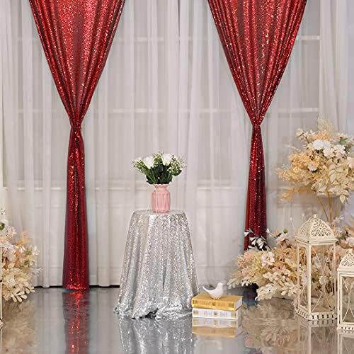 SquarePie Sequin Curtain 2ft x 8ft 2kom crvena pozadina pozadina svjetlucavo Za Vjenčanje Party dekoracija
