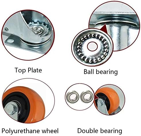 Kombinacijski kotači Accduer zakretanje kotača za zaključavanje kotača 3 inča / 75mm poliuretanski kotači za teške uvjete, kolica za namještaj, dvostruki ležajevi teški kotači
