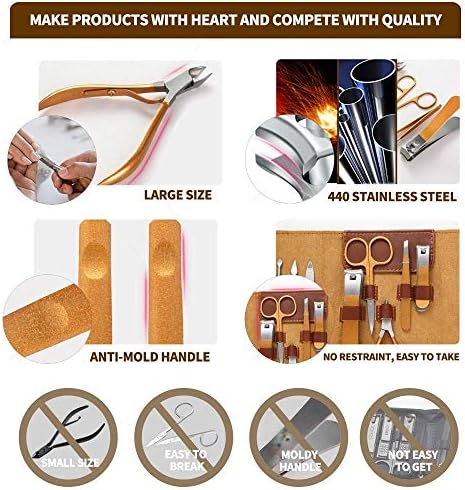 UxZDX 10pcs Manikire Set originalne kožne noktiju za nokte Osobni manikir i pedikura, manikura Travel & Groom Set Kit Clipper