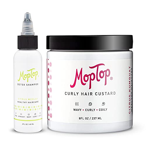 Moptop Detox šampon + Curly Hair Custard, Clarifying Rescue Treatment & Curly hair Gel za valovitu, kovrčavu & Kinky-Coily Hair, Paraben