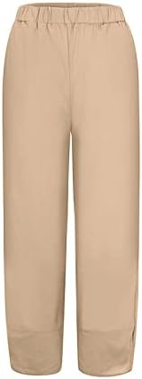 Pamučne lanene kapri pantalone za žene Ležerne ljetne kapri hlače s džepovima visokog struka udobne hlače na plaži starinske Harem hlače
