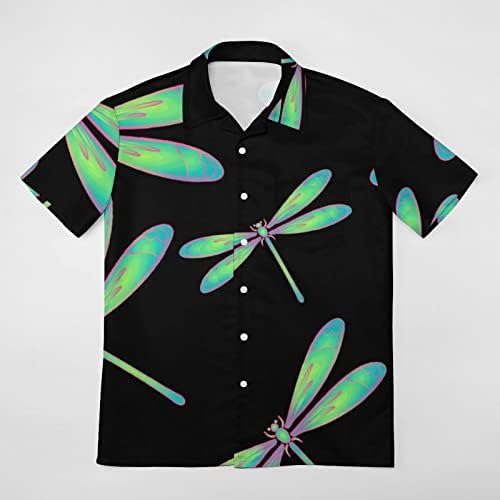 BAIKUTOUAN Dragonfly Muška široka košulja Casual kratke rukave 3D štampane gornje bluze