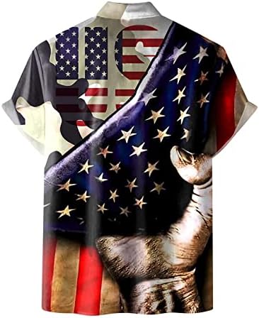 XZHDD 4. jula vojnik kratke rukave majice za muškarce dugme dole Patriotska košulja američka zastava ljetna Ležerna košulja