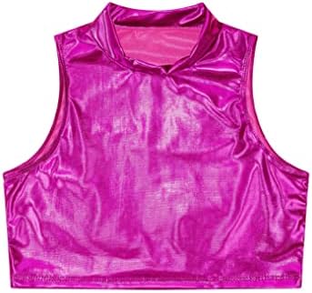 ACSUSS djece djevojke metalik mogli se u obliku usjeva Torbe Top plesna odjeća Atletski plesni sportski aktivni vest Activewear