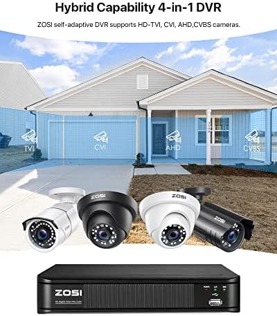 ZOSI H. 265+ 5MP Lite CCTV DVR 8 kanal pun 1080P, daljinski pristup, detekcija pokreta, Pritisak upozorenja, hibridna mogućnost 4-u-1 DVR za nadzor za sigurnosnu kameru