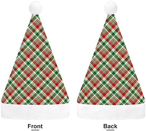 Crveni zeleni karirani Božićni šešir Santa Claus šeširi kratki plišani sa bijelim manžetama za muškarce žene Božić dekoracije za prazničnu zabavu