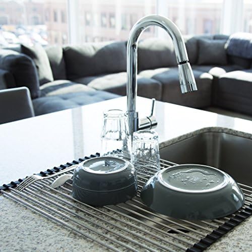 Upgood Rolling Sink stalak XL - 20.2 x 15.7 nehrđajući čelik preko sudopera za sušenje jela za sušenje posuđa | Povrat, sklopivi i