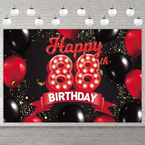 Sretan 82. rođendan crvene i Crne Banner Backdrop dekoracije baloni tema dekor za djevojčice žene princeza 82 godina Rođendanska zabava