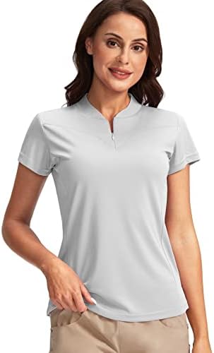 SANTINY ženska Golf košulja Zip Up Dri-fit kratki rukav Polo majice UPF50+ Tenis Golf topovi za žene Casual rad