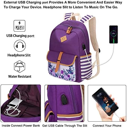 Anitay backpack školska torba za laptip za fakultet na otvorenom 14-15 inčni torbi za laptop s USB ruksakom za teen djevojke modne