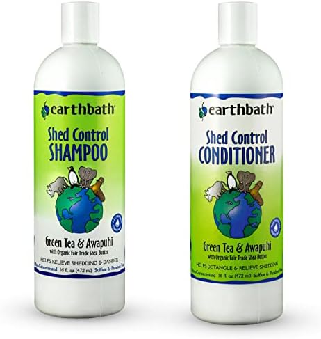 earthbath zeleni čaj & amp; Awapuhi šampon za kontrolu šupe za kućne ljubimce & amp; regenerator - pomaže u ublažavanju linjanja & Perut, Aloe Vera, Shea puter, dobar za pse & mačke, njeguje & detoksifikuje kožu/kaput - 16 fl oz, pakovanje od 2 komada