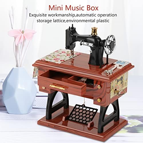 RedXiao Vintage muzička kutija, mini šivaći stroj Stil Clockwork Mehanički rođendan Poklon i ukras