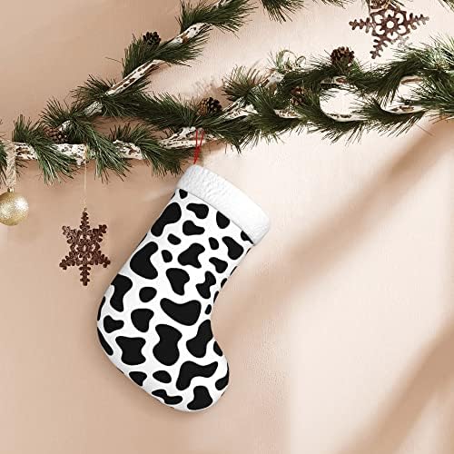 QG ZZX Božićne čarape s bijelim super mekom plišane manžetne krave Print Xmas Božićne ukrase Čarape