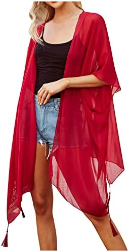 Ruziyoog ljetni šifon Kimono kardigan za žene labav lepršavi otvoreni pokrivač na plaži Ups za odmor čipkasti lagani pončo rt