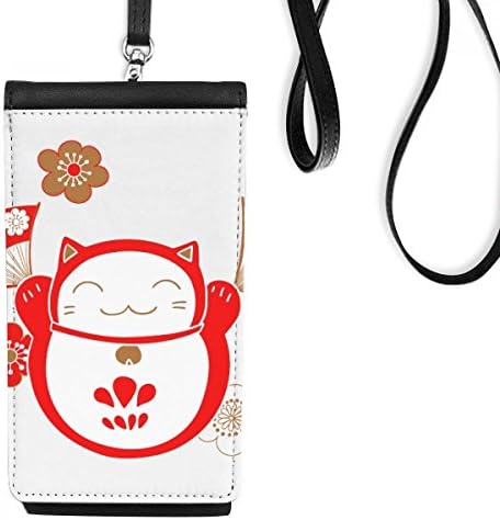 Diathinker Lucky Fortune Cat Flower Fan Japan Telefon novčanik torbica Viseća mobilna torbica Crni džep