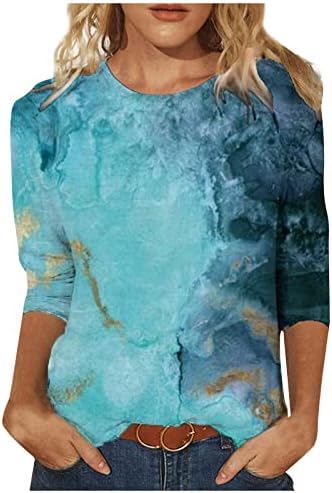 Smidow Womens Fashion Geo Graphic 3/4 rukava s rukavima 2023 Ljetni labavi casual crew vrat majica pulover bluza trendy