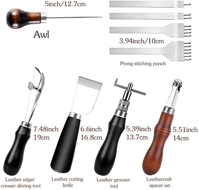 SHWAKK 25 kom kožnog popravka alata za popravak voštanim kožom kože i šivene rupe alate za probijanje za diy početnika