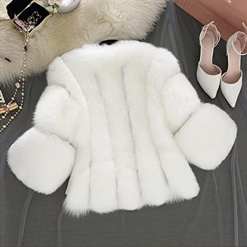 Ženski krzneni kaput od punog kapuljača s kapuljačom toplo podstavljenim nejasnim kruničkim parkasom zimski bijeli crni debeli kardigan