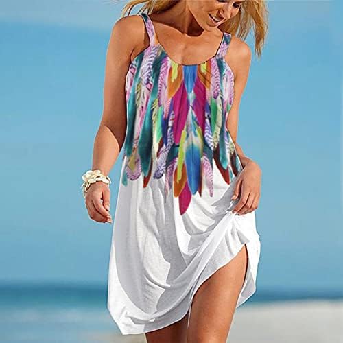 Ženske ljetne haljine na plaži Casual V izrez trake za špagete cvjetna haljina s rezervoarom štampana labava mini haljina za sunce bez rukava