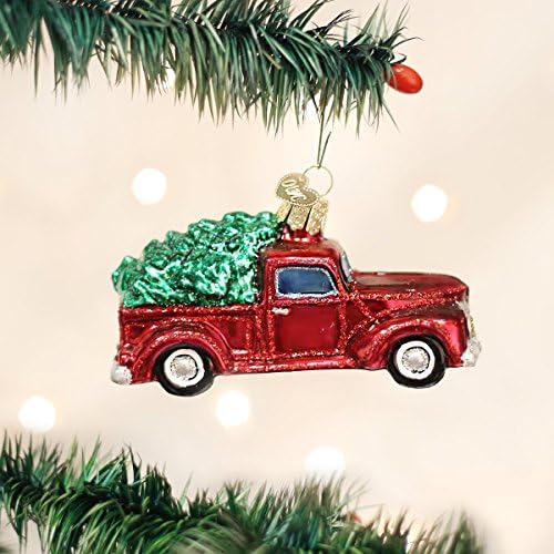 Old World Božić ukrasi: stari kamion sa drvetom stakla vazduh ukrasi za jelku