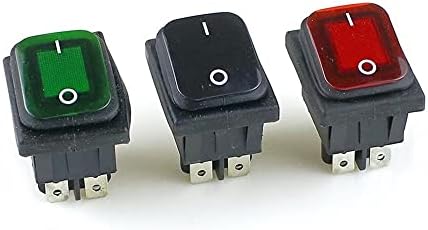 MAMZ KCD4 Crni crveni zeleni rocker vodootporni prekidač za napajanje 2 Položaj na 4 pinove sa svjetlom 16a 250VAC / 20A 125VAC