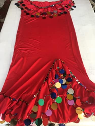 Egipatska haljina za ples u trbuhu, Haljina u Melaji, ručno rađena izvezna Iskandrani odjeća, crvena, jedna veličina