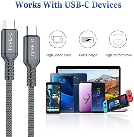 Basesailor USB C do tipa C 100w kabl 6.6 ft / 2pack,dostava energije brzo punjenje PD punjač kabl za MacBook,iPad Pro 10 10th Air