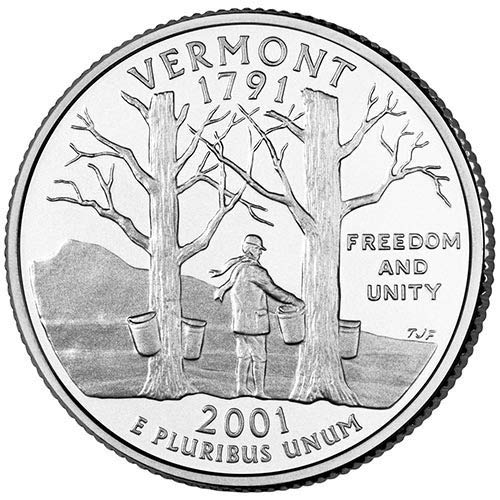 2001 P & D B & D Bu Vermont State Quarted Choice Neprirculirani američki set kovanica