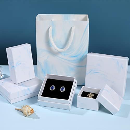 Walbest nakit za pakiranje, kutija za pakiranje nakita izvrsna elegantna prenosiva poklon-plavi bijeli gradijentni ogrlica za odlaganje kutije za odlaganje sa poklon torbom