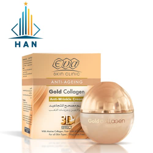 1kom Eva Golden Collagen krema Eva Skin Anti-Aging Eva skin Collagen krema 3D efekt hijaluronska kiselina za sve tipove kože / bez mirisa izglađuje bore - 50 ml / 1.76 Oz