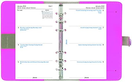 Filofax Originalni organizator, lična veličina, fluoro ružičasta - koža, šest prstenova, dnevnik u kalendaru u sedmici, višejezični,