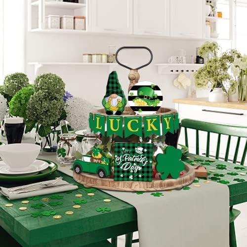 13 kom. Dnevni dekor sv. Patrickov dekor Lucky Drveni stol znakovi Green Shamrock Gnome Wood blokovi irski partni drveni stolni stoke