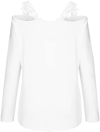 Bijele djevojke s dugim rukavima 2023 odjeća V izrez čipka skromna patchwork lounge Top majica jesen ljetni vrh za Lady FZ FZ XXL